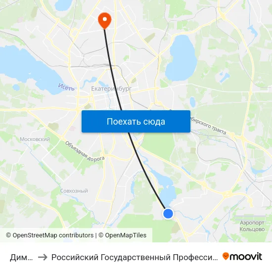 Димитрова to Российский Государственный Профессионально-Педагогический Университет map