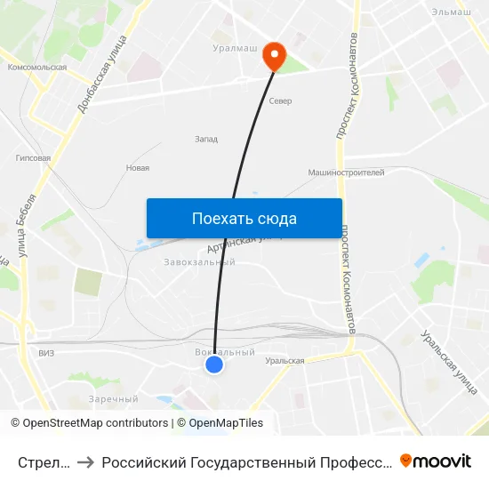 Стрелочников to Российский Государственный Профессионально-Педагогический Университет map