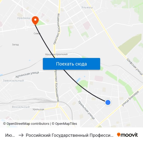 Июльская to Российский Государственный Профессионально-Педагогический Университет map