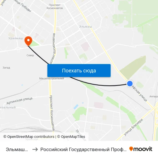 Эльмашевский Рынок to Российский Государственный Профессионально-Педагогический Университет map
