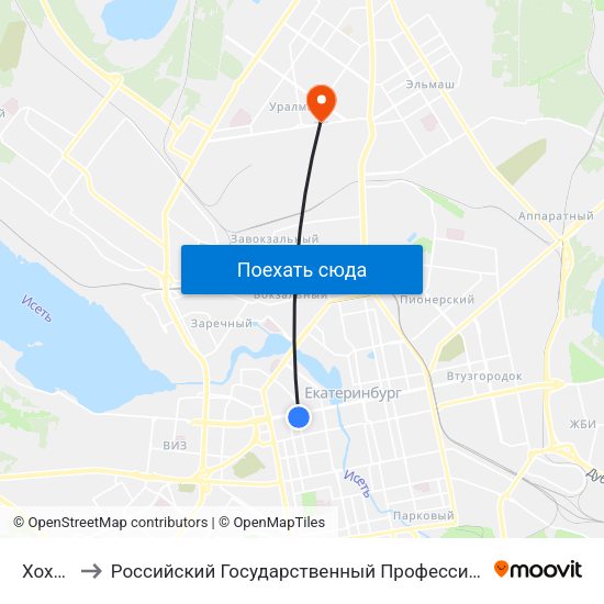 Хохрякова to Российский Государственный Профессионально-Педагогический Университет map