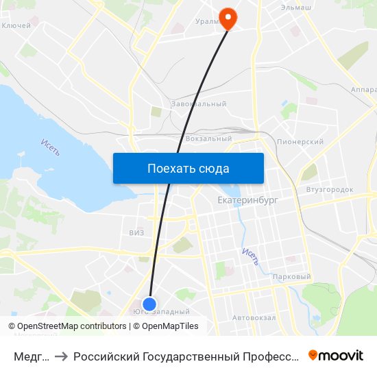 Медгородок to Российский Государственный Профессионально-Педагогический Университет map
