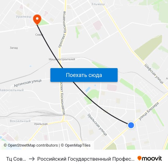 Тц Современник to Российский Государственный Профессионально-Педагогический Университет map