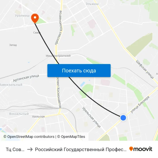 Тц Современник to Российский Государственный Профессионально-Педагогический Университет map