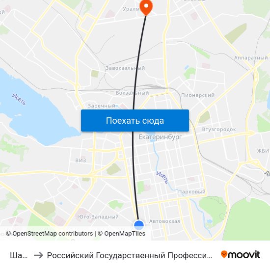 Шаумяна to Российский Государственный Профессионально-Педагогический Университет map