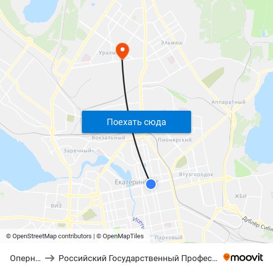 Оперный Театр to Российский Государственный Профессионально-Педагогический Университет map