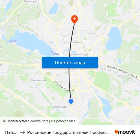 Палисадная to Российский Государственный Профессионально-Педагогический Университет map