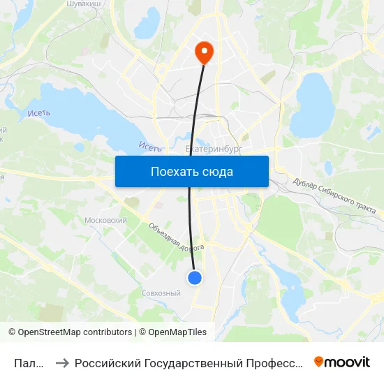 Палисадная to Российский Государственный Профессионально-Педагогический Университет map