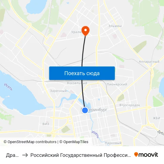 Драмтеатр to Российский Государственный Профессионально-Педагогический Университет map