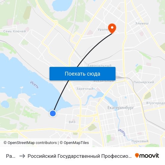 Разъезд to Российский Государственный Профессионально-Педагогический Университет map