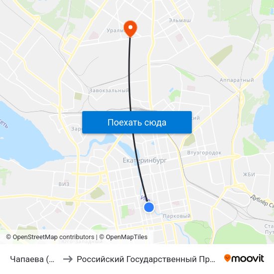 Чапаева (Ул. Декабристов) to Российский Государственный Профессионально-Педагогический Университет map