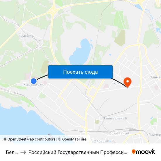 Белякова to Российский Государственный Профессионально-Педагогический Университет map
