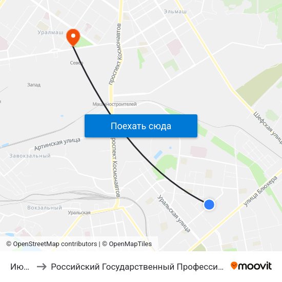 Июльская to Российский Государственный Профессионально-Педагогический Университет map