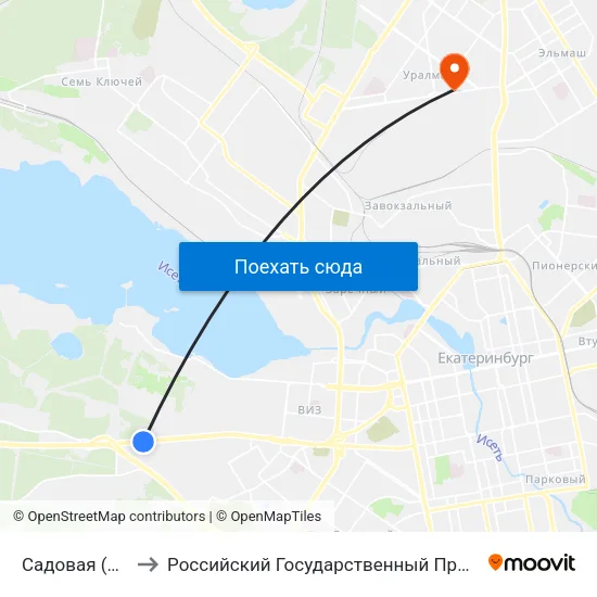 Садовая (Ул. Металлургов) to Российский Государственный Профессионально-Педагогический Университет map