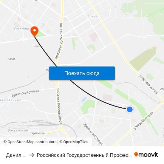 Данилы Зверева to Российский Государственный Профессионально-Педагогический Университет map