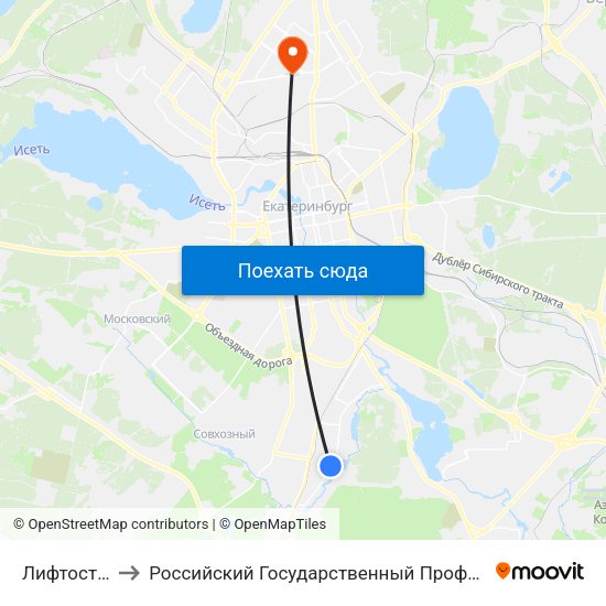 Лифтостроительный to Российский Государственный Профессионально-Педагогический Университет map