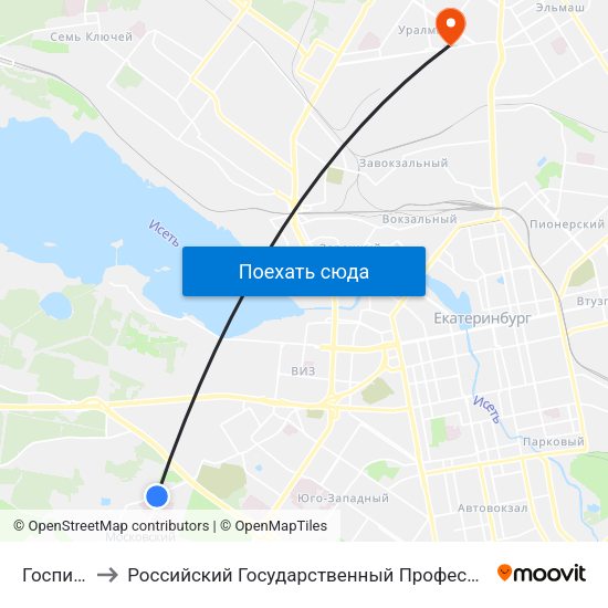 Госпиталь Вов to Российский Государственный Профессионально-Педагогический Университет map