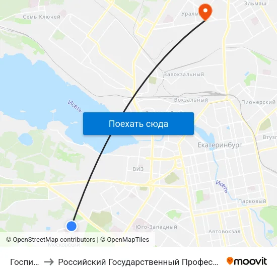 Госпиталь Вов to Российский Государственный Профессионально-Педагогический Университет map
