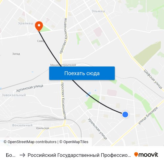 Боровая to Российский Государственный Профессионально-Педагогический Университет map