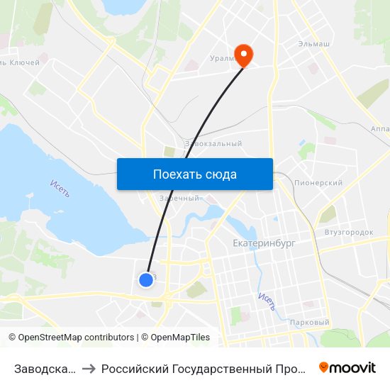 Заводская (Ул. Крауля) to Российский Государственный Профессионально-Педагогический Университет map
