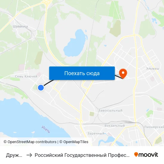 Дружининская to Российский Государственный Профессионально-Педагогический Университет map