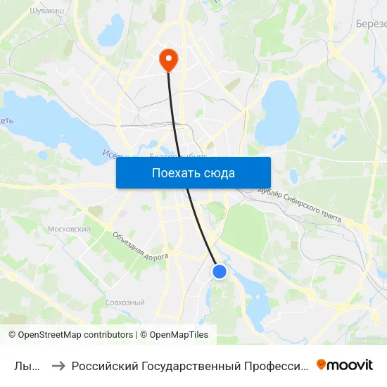 Лыжников to Российский Государственный Профессионально-Педагогический Университет map