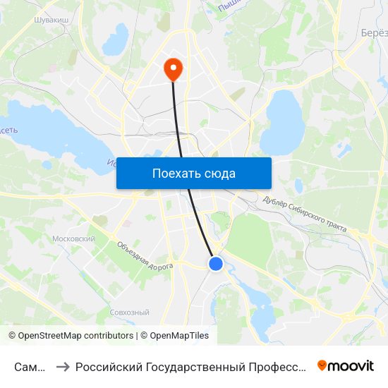 Самолётная to Российский Государственный Профессионально-Педагогический Университет map