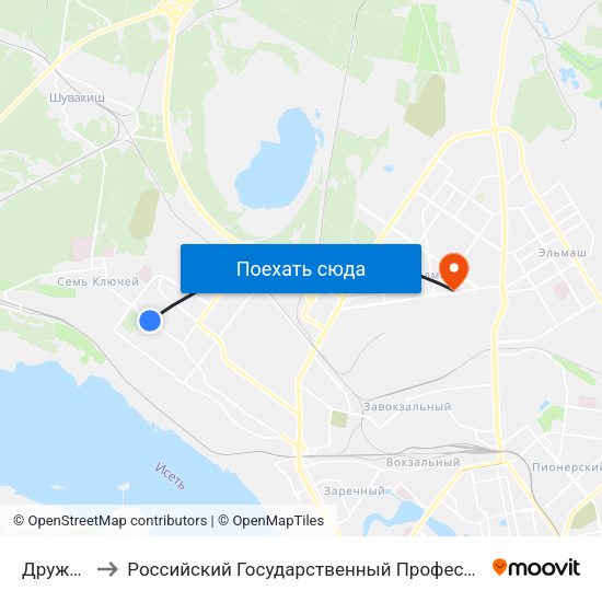 Дружининская to Российский Государственный Профессионально-Педагогический Университет map