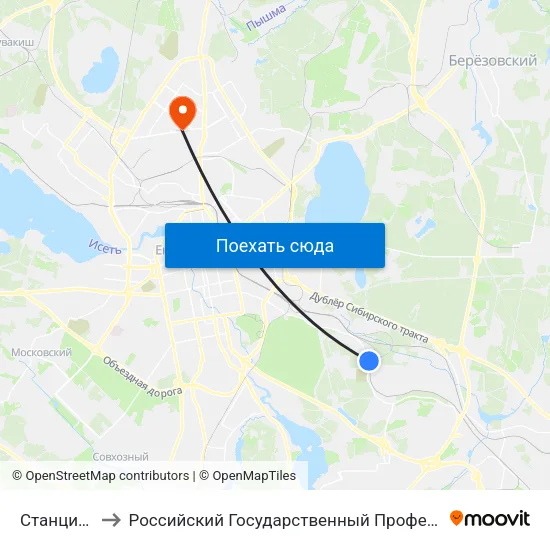 Станция Лечебная to Российский Государственный Профессионально-Педагогический Университет map