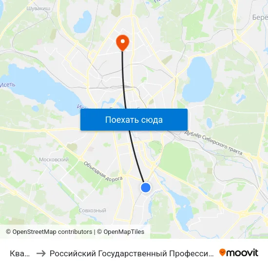 Кварцевая to Российский Государственный Профессионально-Педагогический Университет map