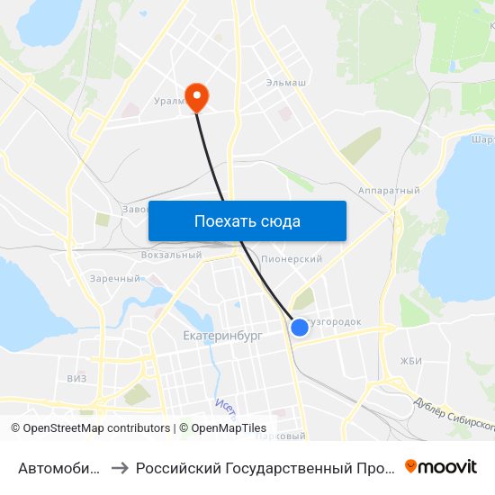 Автомобильный Колледж to Российский Государственный Профессионально-Педагогический Университет map