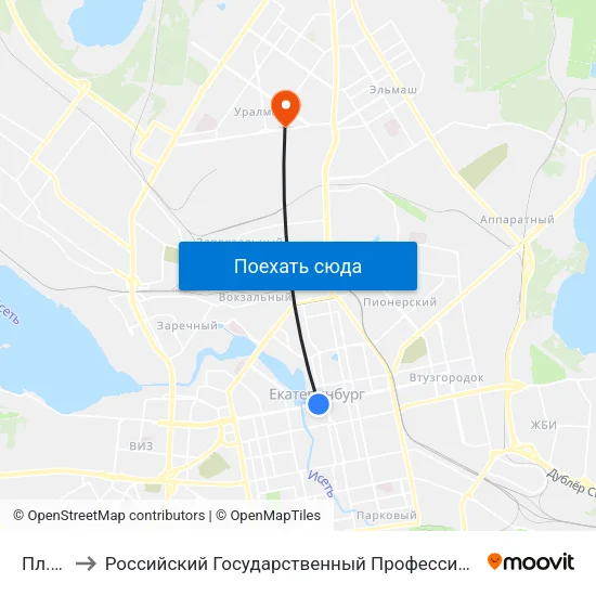 Пл. Труда to Российский Государственный Профессионально-Педагогический Университет map