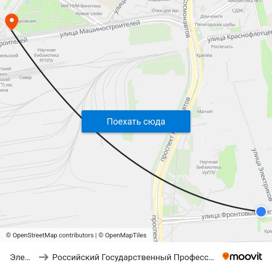 Электриков to Российский Государственный Профессионально-Педагогический Университет map
