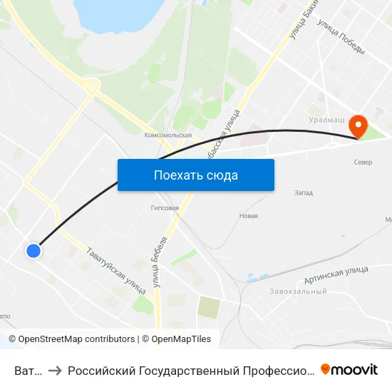 Ватутина to Российский Государственный Профессионально-Педагогический Университет map