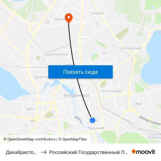 Декабристов (Ул. Луначарского) to Российский Государственный Профессионально-Педагогический Университет map