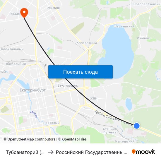 Тубсанаторий (Дублер Сибирского Тракта) to Российский Государственный Профессионально-Педагогический Университет map