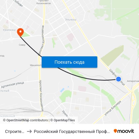 Строительный Двор to Российский Государственный Профессионально-Педагогический Университет map