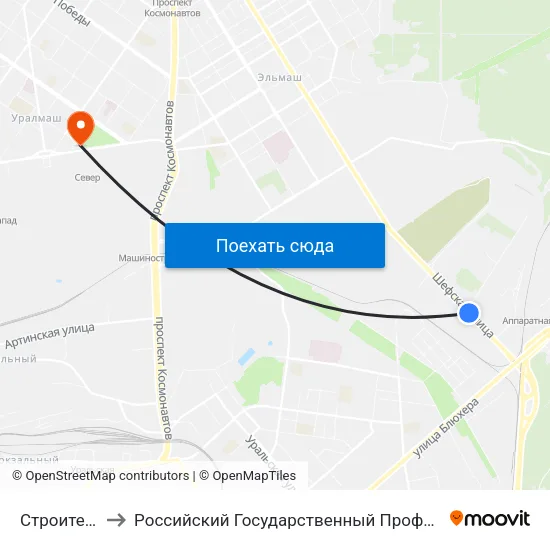 Строительный Двор to Российский Государственный Профессионально-Педагогический Университет map