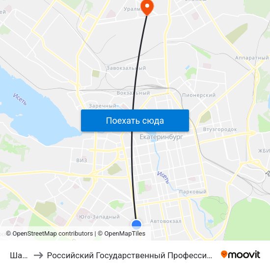Шаумяна to Российский Государственный Профессионально-Педагогический Университет map