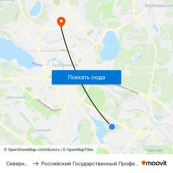 Северный Химмаш to Российский Государственный Профессионально-Педагогический Университет map