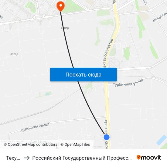 Техучилище to Российский Государственный Профессионально-Педагогический Университет map