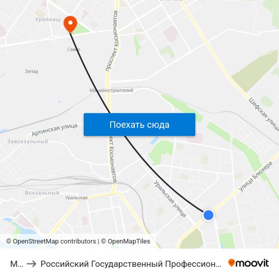Мира to Российский Государственный Профессионально-Педагогический Университет map