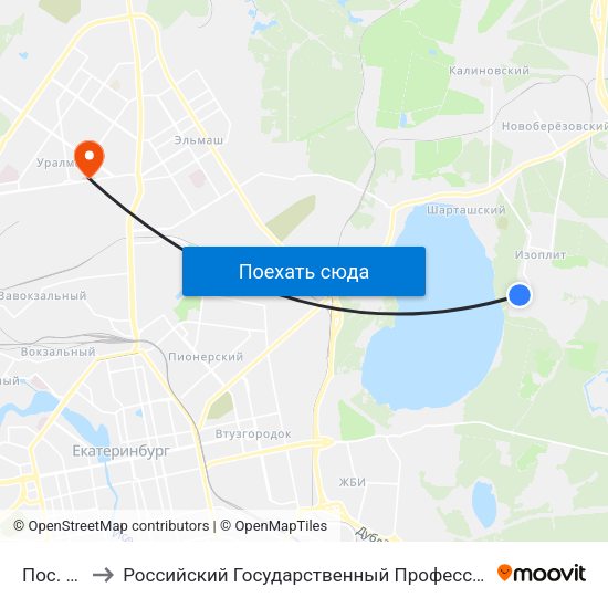 Пос. Изоплит to Российский Государственный Профессионально-Педагогический Университет map