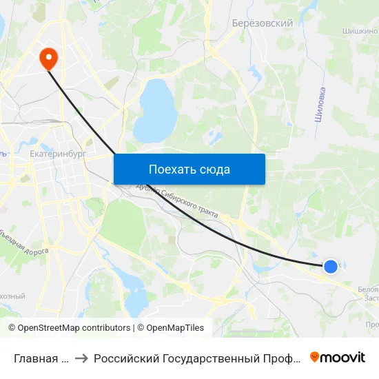 Главная (Пос. Исток) to Российский Государственный Профессионально-Педагогический Университет map