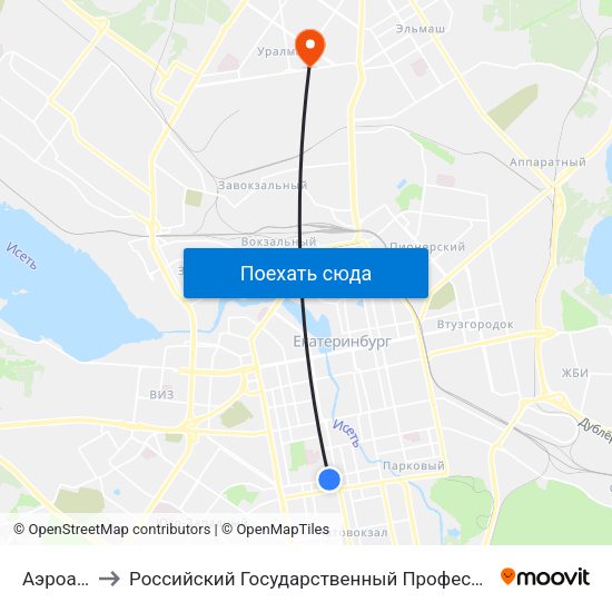 Аэроагентство to Российский Государственный Профессионально-Педагогический Университет map