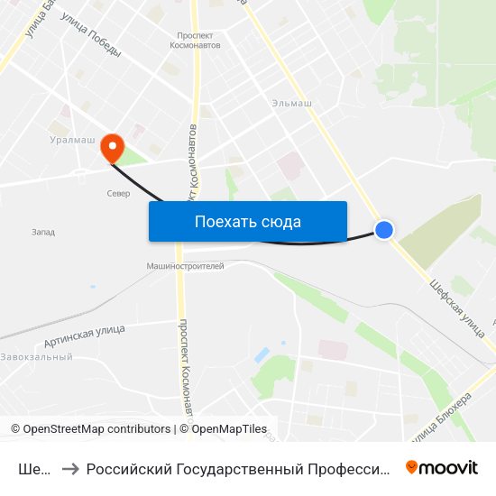 Шефская to Российский Государственный Профессионально-Педагогический Университет map