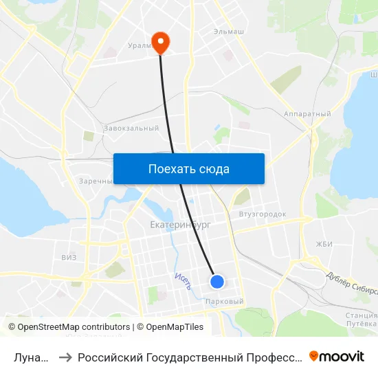 Луначарского to Российский Государственный Профессионально-Педагогический Университет map