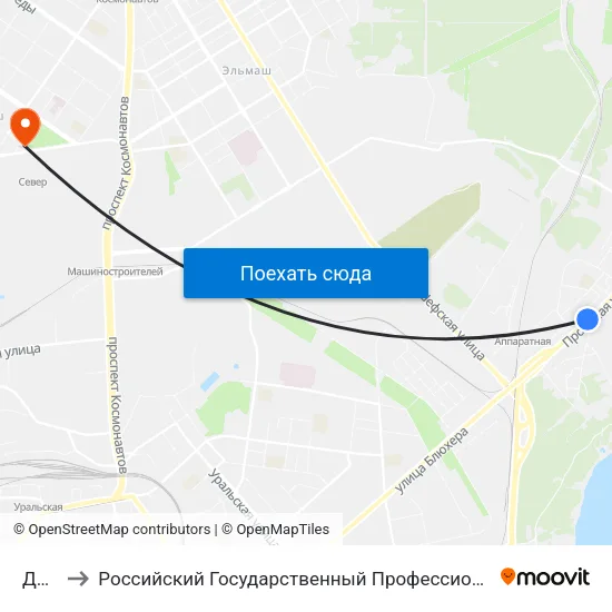 Дачная to Российский Государственный Профессионально-Педагогический Университет map