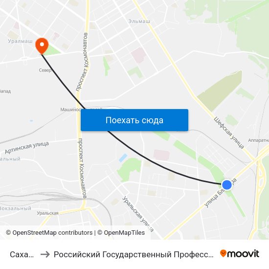 Сахалинская to Российский Государственный Профессионально-Педагогический Университет map