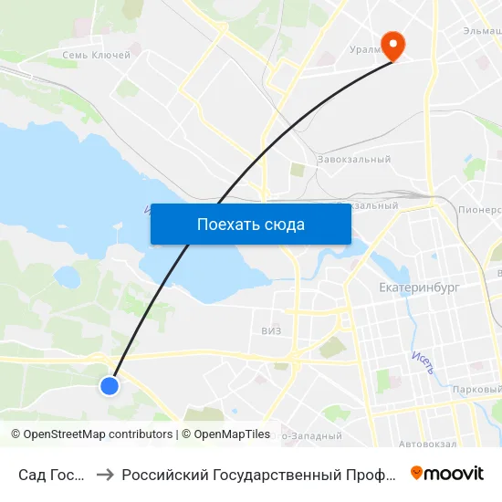 Сад Госуниверситет to Российский Государственный Профессионально-Педагогический Университет map